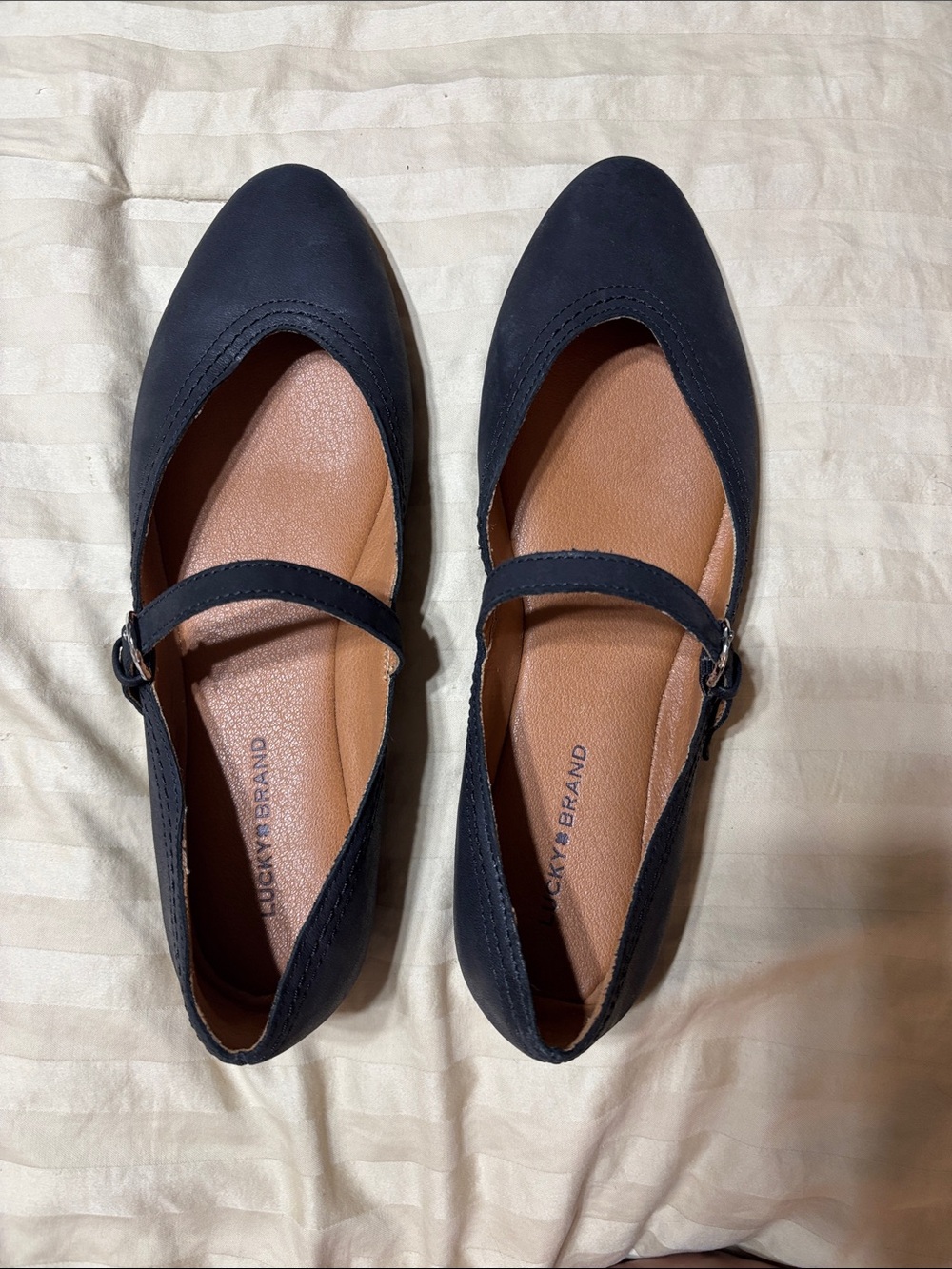 Lucky Brand Navy Mary Jane Flats with Buckle Strap
